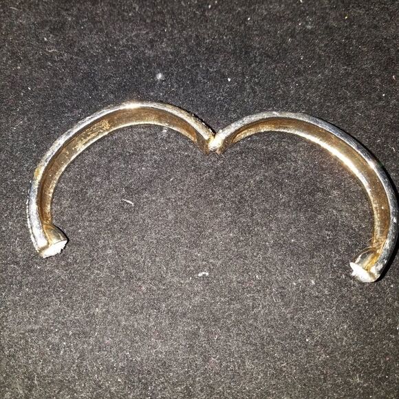 Elegant Goldtone Faux Diamond Hinged Bracelet – Women's Costume Jewelry - Picture 3 of 4